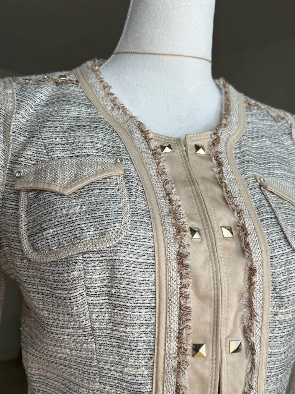WHBM Metallic Tweed Studded Jacket Size 4